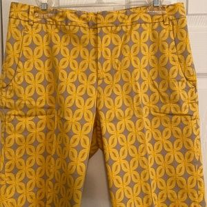 Coldwater Creek Gold and Tan Bermudas with Geometric Pattern